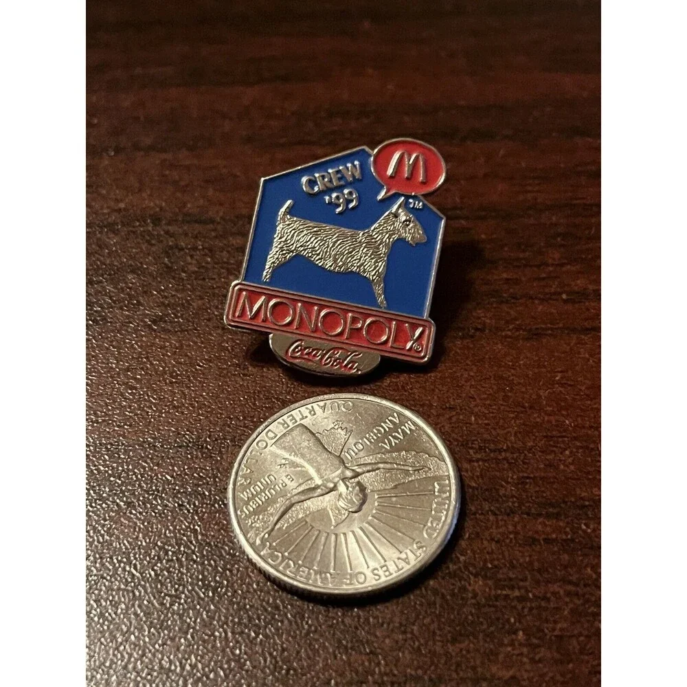 McDonald's Monopoly Coca-Cola Crew 1999 Scottie Dog Employee Lapel Hat‎ Pin